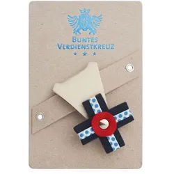 Anstecker Buntes Verdienstkreuz vonbox natur/dunkelgrau mehrfarbig, Designer Ilja Oelschlägel, 5.5x7.5x0.8 cm
