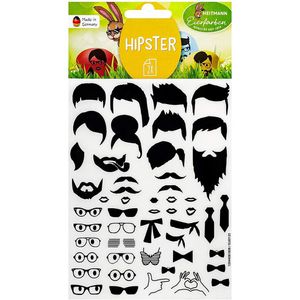 Heitmann-Eierfarben Sticker Hipster, Gesichter für Ostereier, 24 Aufkleber, 24 Stück
