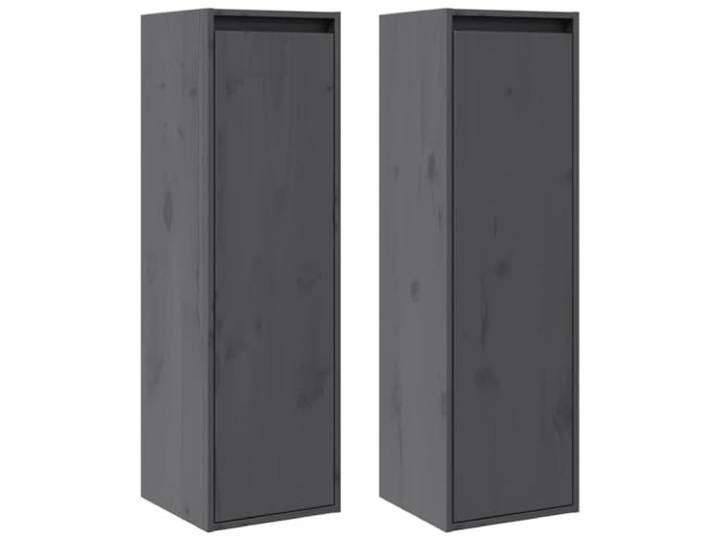 vidaXL 2X Massivholz Kiefer Wandschrank Hängeschrank TV Schrank Fernsehschrank Lowboard Fernsehtisch Regal Aufbewahrung Badschrank Grau 30x30x100cm