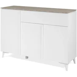 SIDEBOARD weiß, Sandstein 133 cm, Kommode 3-türig