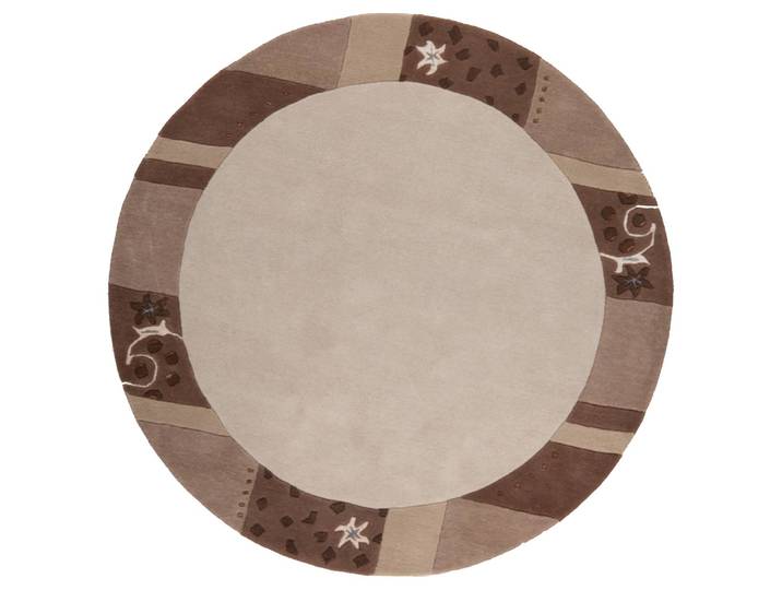 Wollteppich Royal Ganges Rund Beige/Beige Ø 150cm Mischgewebe