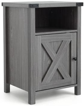 Costway Farmhouse Wooden Nightstand with Barn Door and Storage Cabinet-1pack