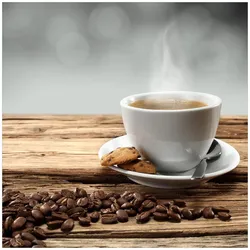 Wallario Magnetfolie 60 x 60 cm Heiße Tasse Kaffee mit Kaffeebohnen