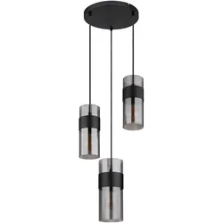 Pendelleuchte Hängelampe Deckenleuchte Glas Rauchfarbe Esszimmerlampe 3-Flammig