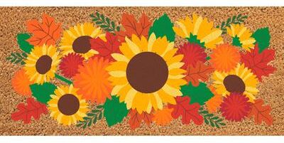Evergreen 22 in. x 10 in. Sunflower Bouquet Flocked Coir Sassafras Switch Mat