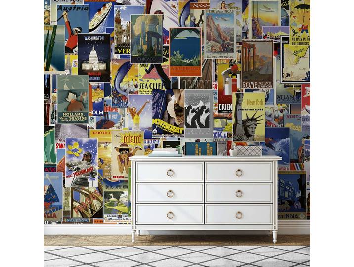 home24 Fotobehang Vintage Travel Poster 3 x 2cm