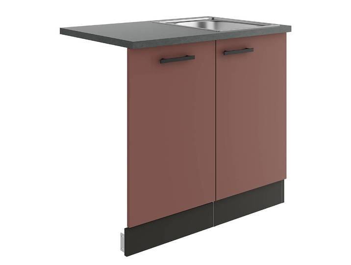 Spülenschrank Variante C 90cm Rot/Rostrot/Anthrazit