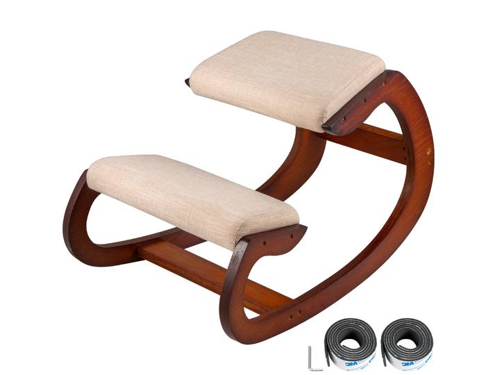 SucceBuy chaise à bascule ergonomique en bois à genoux Posture correcte chaise d'ordinateur mobilier de bureau à domicile Original coussin épais