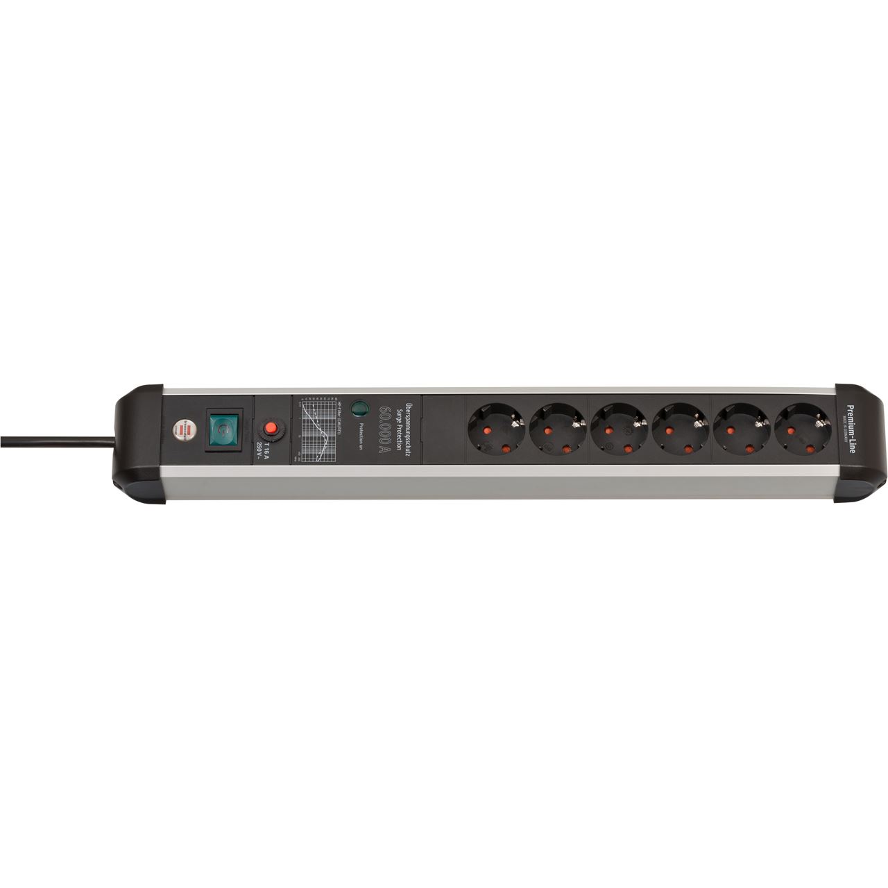 3.00m Brennenstuhl Premium-Protect-Line Steckdosenleiste Schutzkontakt alu/schwarz 6 (1391010600)