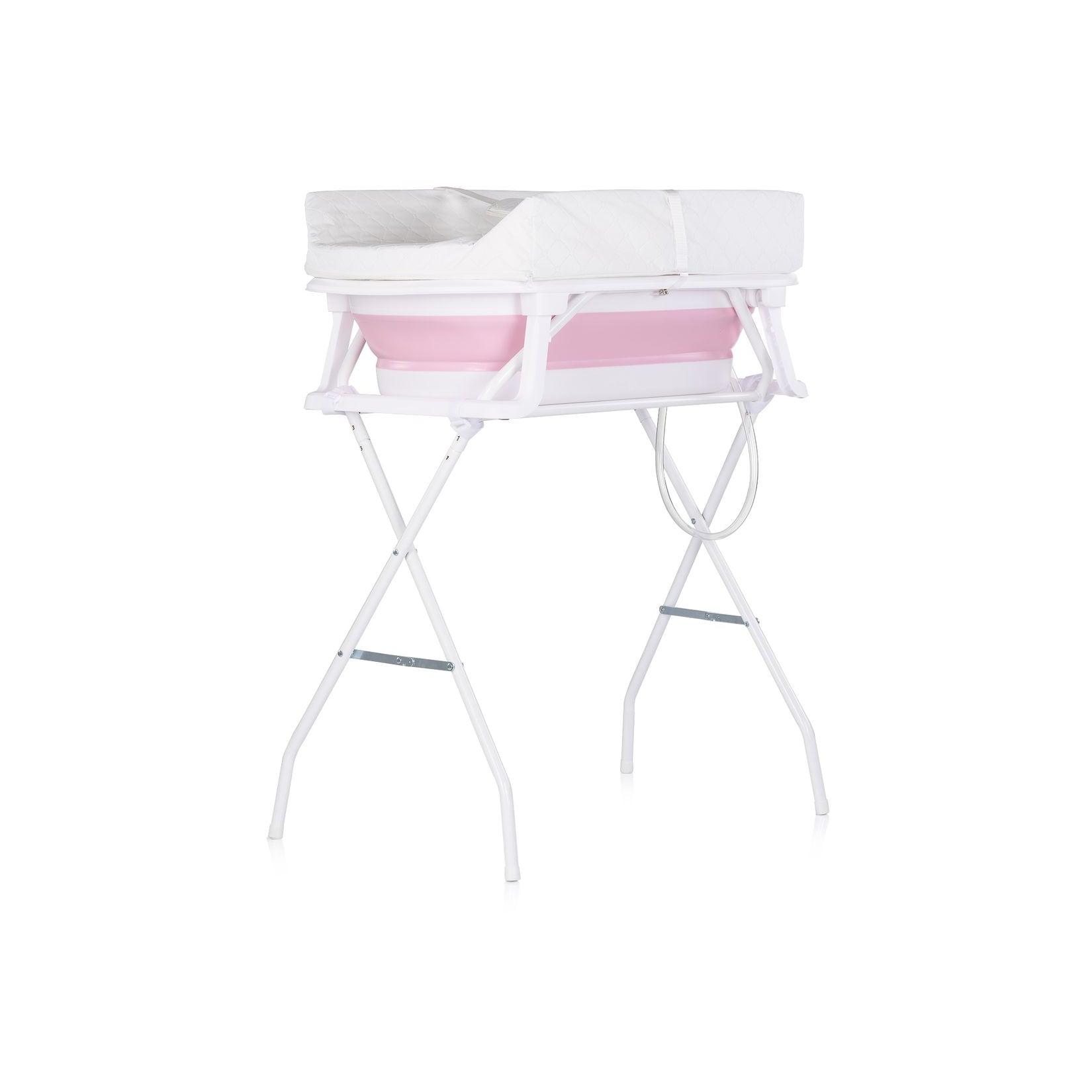 Chipolino Babywanne, Wickeltisch 2 in 1 Sonata Ständer faltbar Thermometer 11 kg rosa