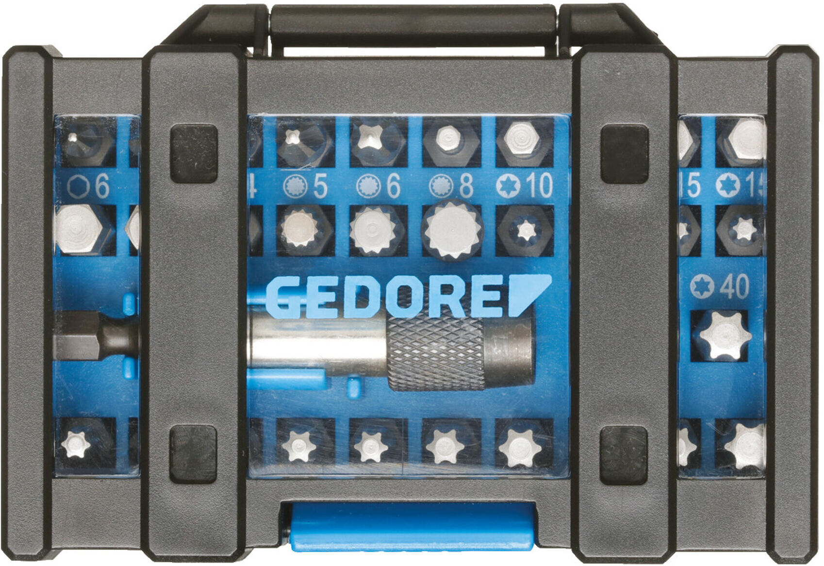 Gedore Bit-Box Industrie, 32-teilig, Bit-Set mit Bit-Halter und Schraubendrehereinsätzen, 1/4", 6,3 mm, Profi, 666-032-A (2993228)