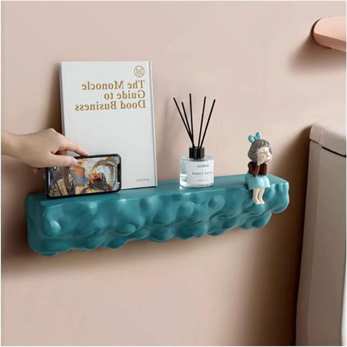 Groene zwevende wandplanken set voor decoratie en opslag - Breedte: 53,5 cm