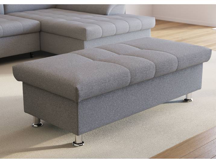 Hocker, 100% Polyester, Silber, 136×64 cm, Mit Stauraum, Modern, DOMO Collection