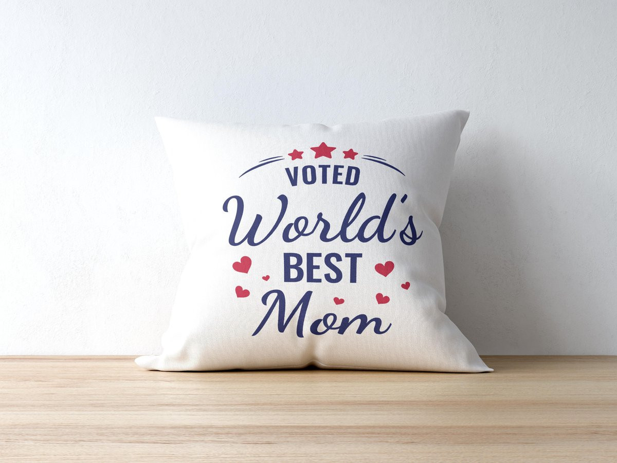 Sierkussen Voted World's Best Mom voor Mama - Polyester - Unisex