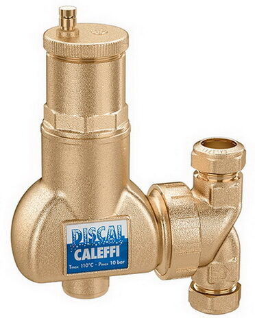 Caleffi Discal Mikroblasenabscheider 551703 Mikroblasenabscheider compression Ø 28 mm, boîtier en laiton, pour tubes horizontaux et verticaux