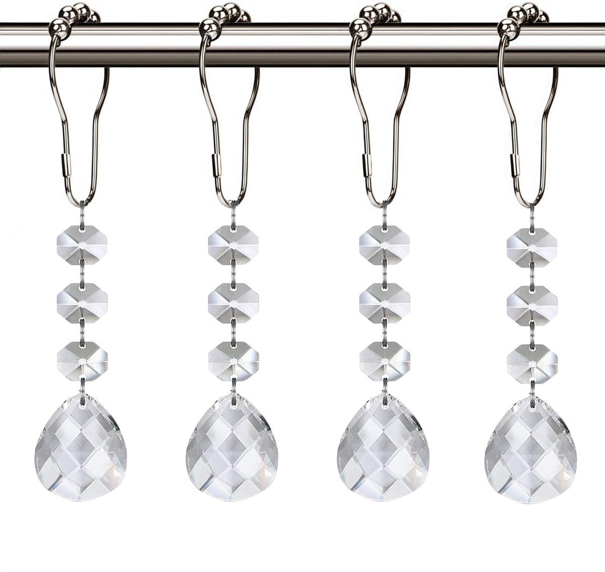 12 stuks Douchegordijnringen - Transparante hangers