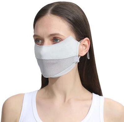 Daily Deals Depot Cooling Ice Silk UV Protection Face Mask For Outdoor Sports & Summer Activities gray Sunscreen Mask