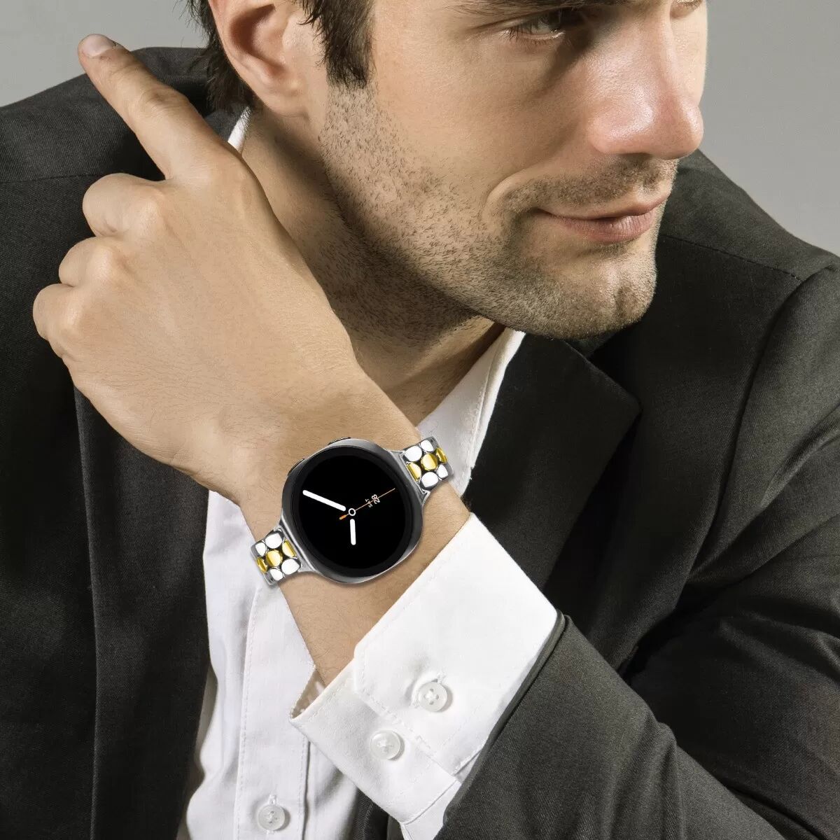 INF Elegantes Perlen-Edelstahlarmband kompatibel mit Samsung Galaxy Watch 8/8 Classic Silber+Gold