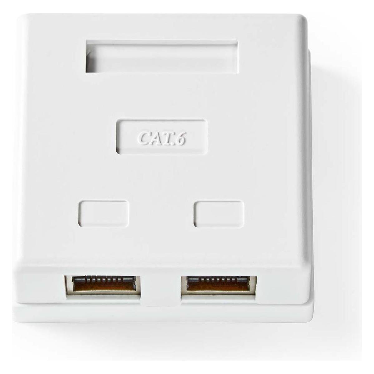 Nedis Netzwerk-Wanddose - An der Wand - 2-Port Port(s) - STP CAT6 - Gerade - Buchse - Vergoldet - PV (CCGB89130WT)