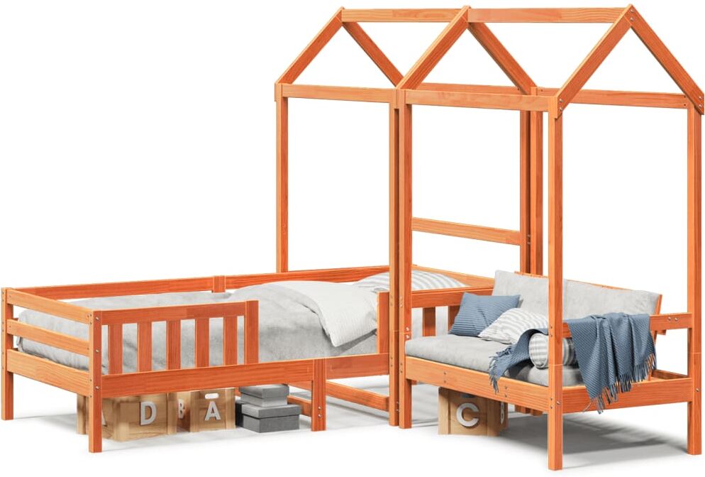 vidaXL Ensemble de lit et de banc avec toit sans matelas 80x200 cm