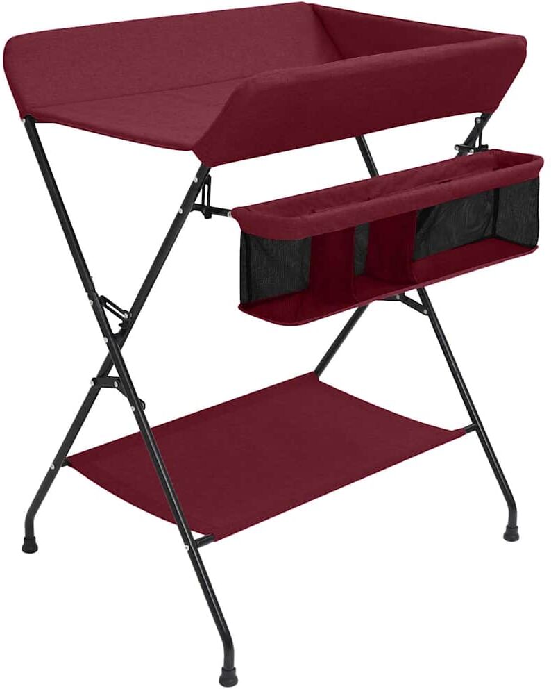 vidaXL Table à langer Rouge Fer