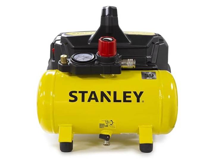 Stanley Compressor DN200/8/6 - Luchtcompressor 8Bar - Luchtpomp met Tankcapaciteit 6L - Zuigcompressor Olievrij 105L/Min - Met Handvat en Anti-Slip Voeten - Geschikt voor Luchtgereedschap