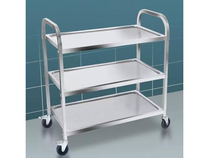 360° Drehung Metall servierwagen Edelstahl, drinnen küchenwagen mit Rollen, Kommerziell barwagen Kitchen Trolley Mit Bremse, rollwagen auf Rollen, Geeignet for Restaurants, Lagerhallen, Hotels. (Colo