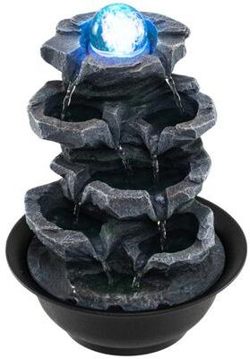 Costway Tabletop Water Fountain with Rolling Crystal Ball and Color-Changing LED Light-D