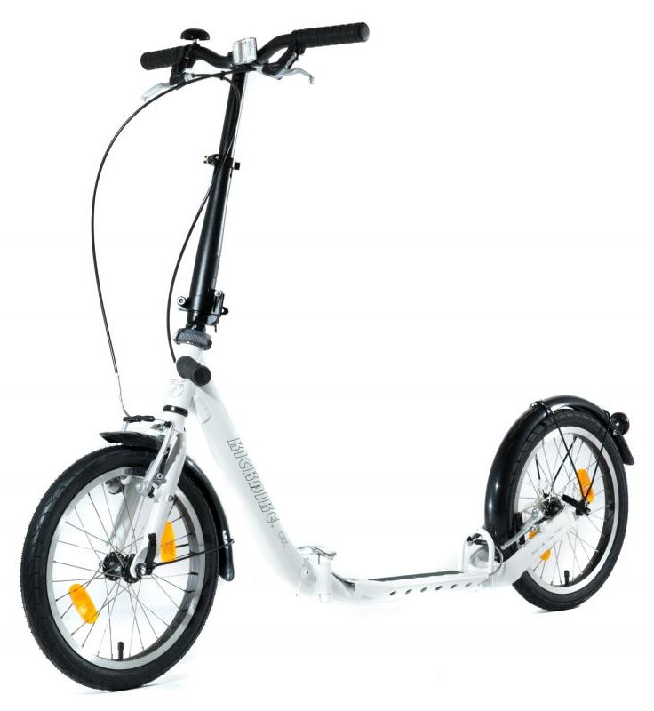 Kickbike Clix 2.0 Klappbarer Aluminium Tretroller mit 16 Zoll Rädern in Weiß
