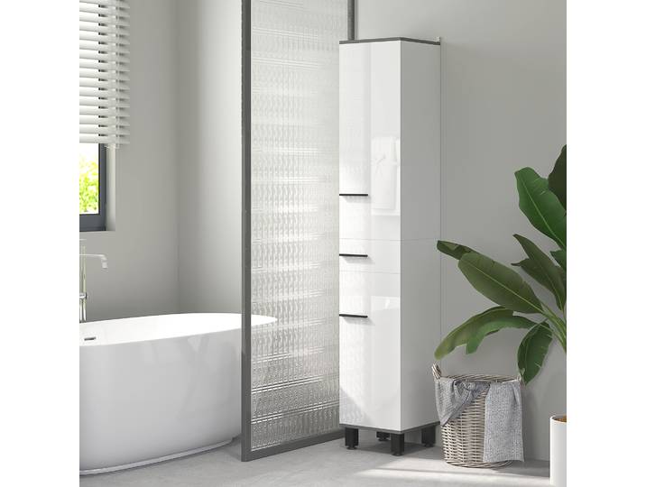 HOMCOM Colonne Salle de Bain 2 Armoires Étagères Tiroir Blanc