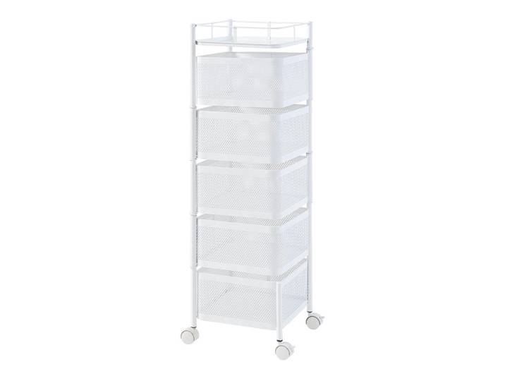 [en.casa] Rollwagen Sunndal, Weiß, Metall, Rollen, 27x94.5x27 cm, Esszimmer, Servierwagen