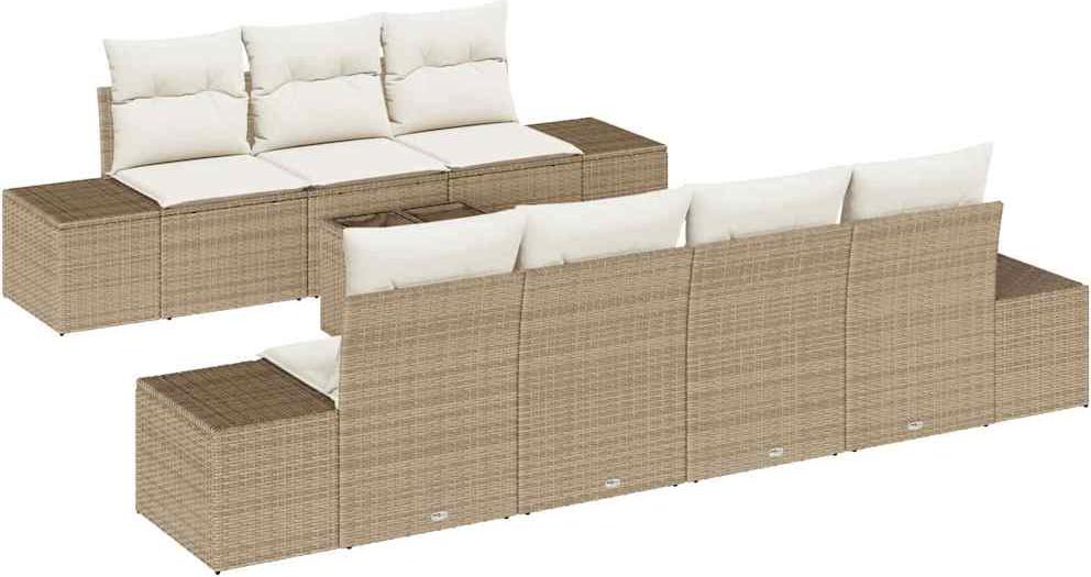 Sofa Set 8 stk. Beige [Synthetisch]: Poly Rattan