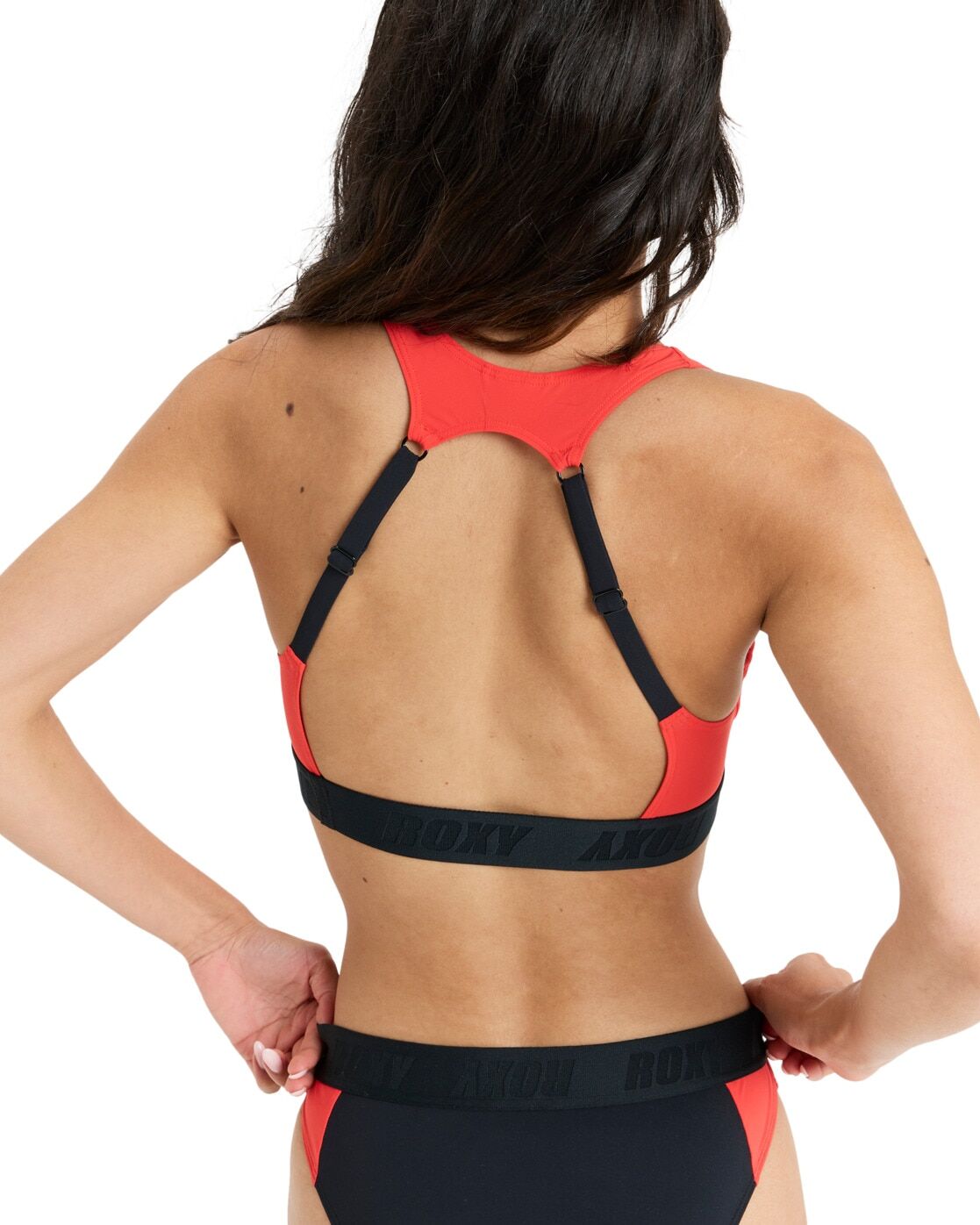 Triangel-Bikini-Top ROXY "Roxy Active Colorblock", Damen, Gr. S, rot (poppy rot), Obermaterial: 75% Nylon, 25% Elasthan., Bikini-Oberteile Triangel-Bikini-Top poppy rot S