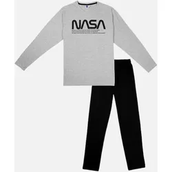 Pyjama Set Lang - grau/schwarz - L