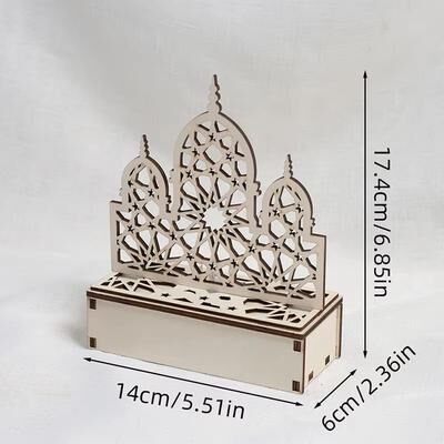 Inspired Finds Eid Mubarak LED Light Star And Moon Pendant Wooden Candle Light For Ramadan Home Decor dome
