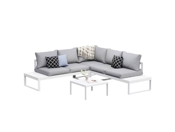 Lounge CAMILA hellgrau/weiss