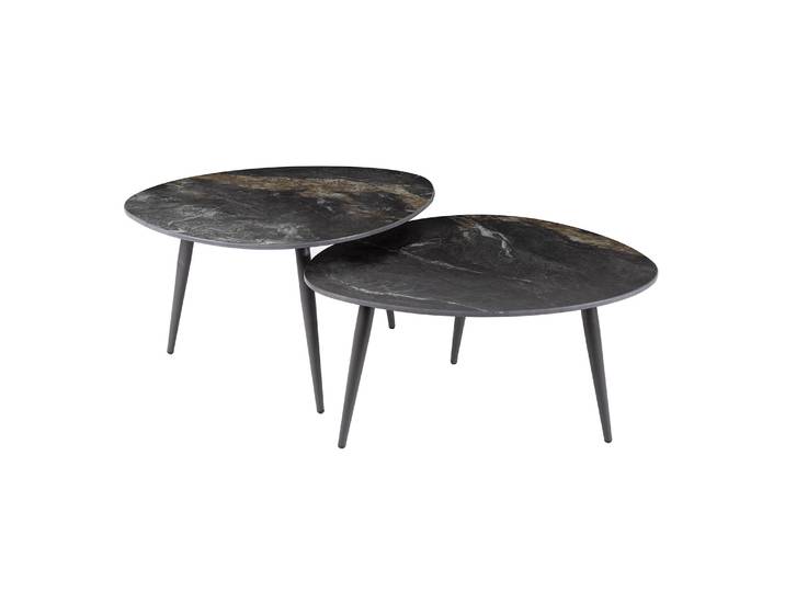 Clemento Fossil Couchtisch nierenförmig Set