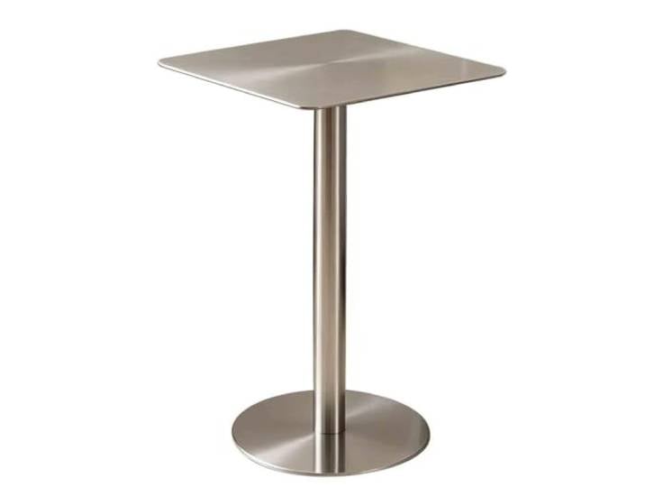 Gaommini Edelstahl-Stehtisch mit quadratischer Platte Bistro Pub Bartisch Küchen-Frühstückstische, Sofa-Beistelltisch, Esstisch für Café, Balkon, Terrasse(80x80x95cm)