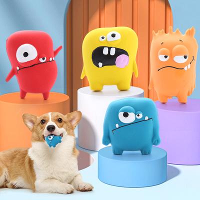 Pet Hub Durable Squeaky Ball Toy For Dogs: Interactive Big Eye Monster Design For Teeth Care And Training   Rubber Latex Chew To C