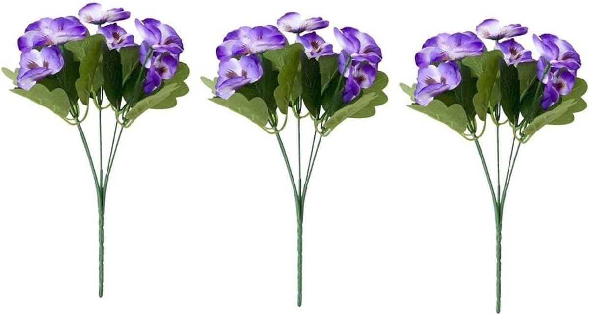 Kunstmatige Viooltjes Paars - UV-bestendige Nep Bloemen voor Buiten Decoratie - Hoogte: 32 cm