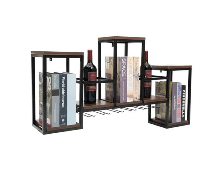Weinflaschenregal Flaschenständer 106x20x41cm 30kg für Bar Restaurant Weinregal, Flaschenhalter, Weinkellerregal, Schmiedeeisen, 5 Flaschen Glasablage, Standregal, für Weinladen und Hausbar