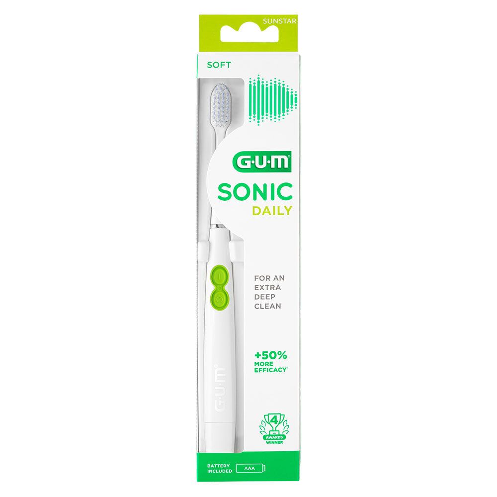 GUM Sonic Daily Schallzahnbürste weiß 1 St Zahnbürste