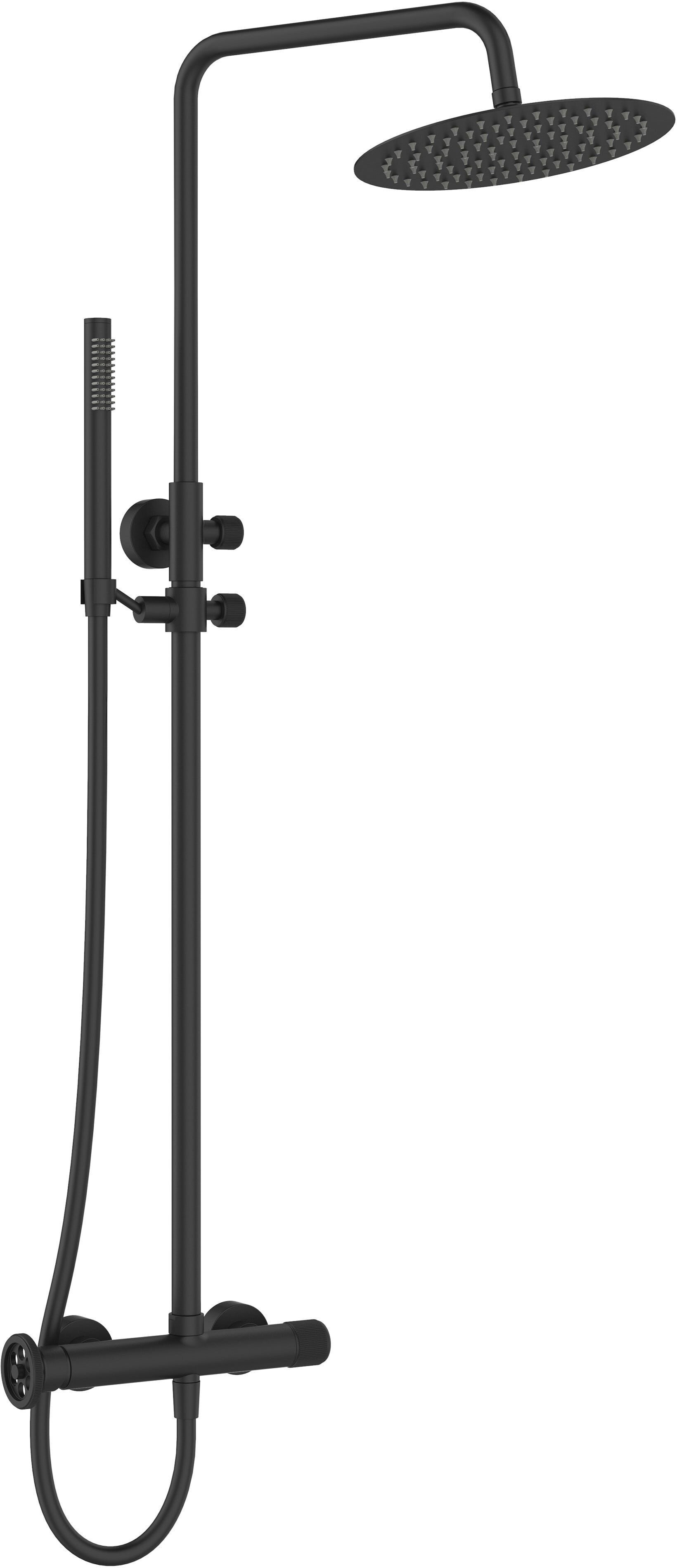 Essebagno COLONNA DOCCIA  INDUS NERO MISCELATORE MECCANICO SOFFIONE Ø 250 mm