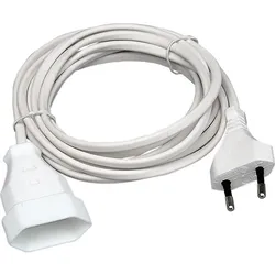 Kopp 146201097 Europa-Verlängerung, Europa-Stecker und Europa-Kupplung mit 3m Leitung, 2-polig, Farbe: weiß  - 10 Stück