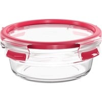 CLIP & CLOSE Glas-Frischhaltedose 0,6 Liter transparent/rot, rund, Ø 16,7cm