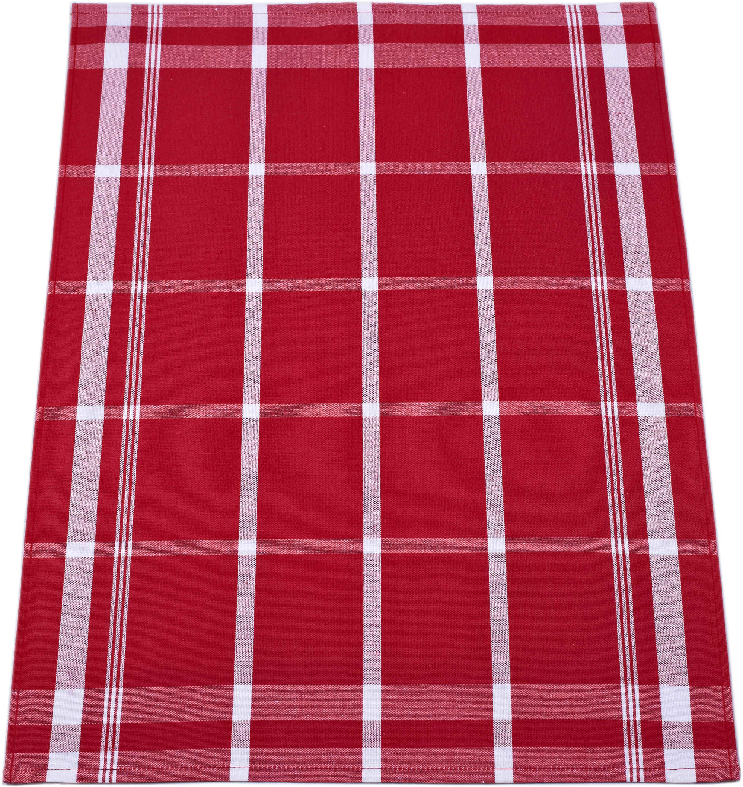 ROSS "Exclusiv" Blockkaro, 50% Baumwolle, 50% Leinen, 50x70 cm rot 3 Stk., 50 % Baumwolle 50 % Leinen