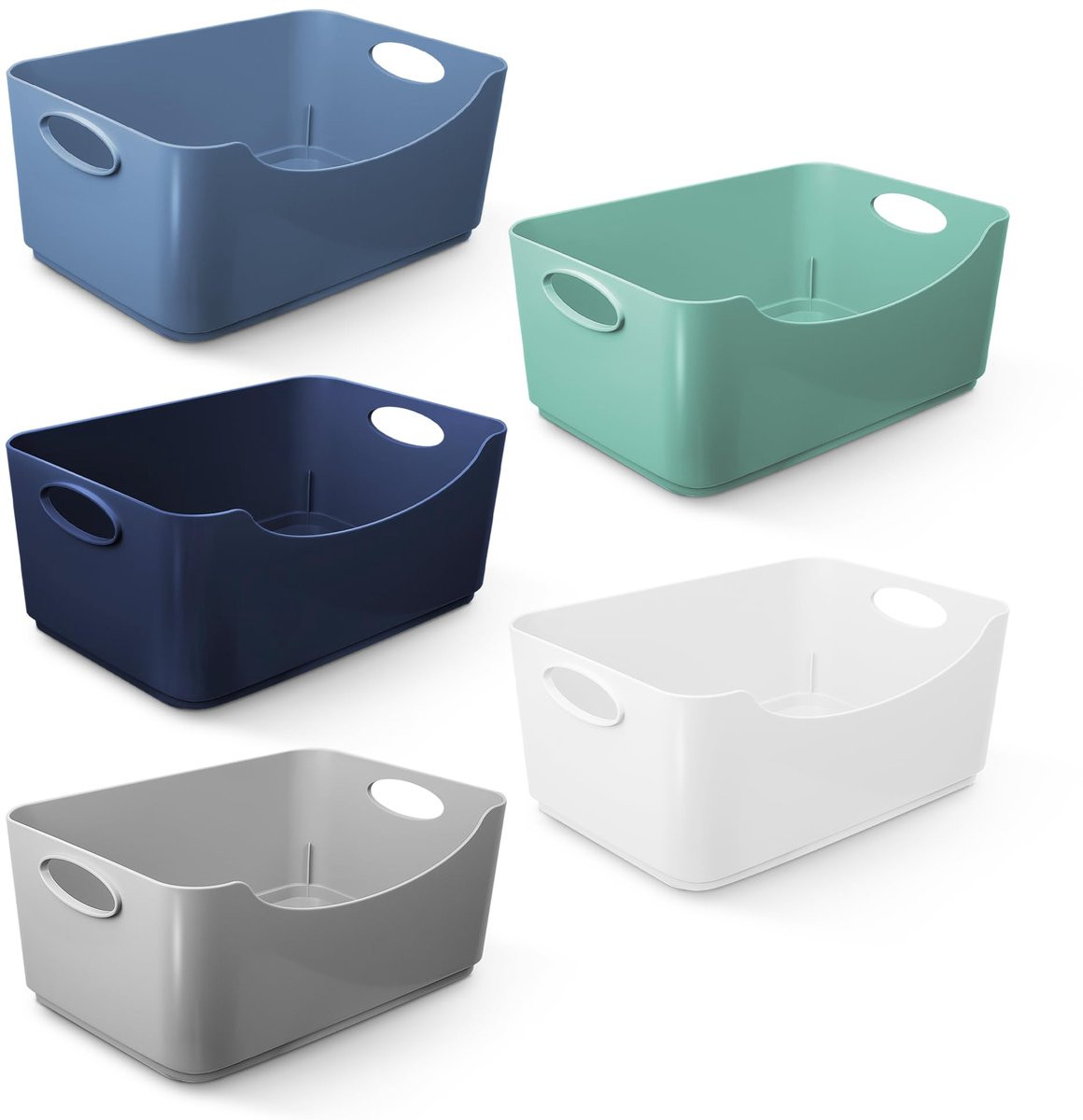 Set van 5 BPA-vrije plastic opbergmanden met handvatten voor keuken en badkamer van ShopVlot