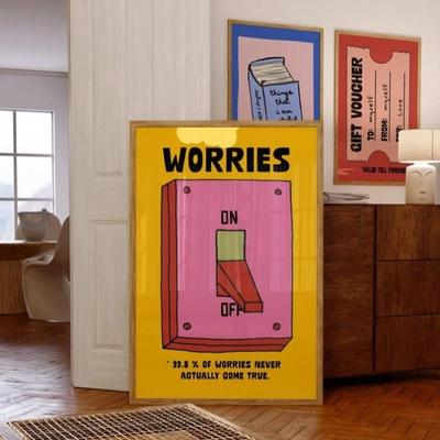 Uplifted Finds Retro Mindset Canvas   Cartoon Switch Mental Health Poster   Executive Studio & Wellness Sanctuary Decor lc018 a 30 X 40 Cm Unframed