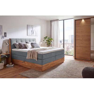 Boxspringbett OTTO HOME "Alleea, Doppelbett, Polsterbett, Federkernbett, Komforbett, 160/180 cm", grau, B:165cm L:210cm, 100% PES, Komplettbetten, inkl. Topper, zwei Bettkästen, Taschen-Federkernmatratze, Härtegrad 3