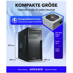 Hyper Byte Ultra AMD - Office PC - DDR4 (1000 GB, 16 GB), PC, Schwarz